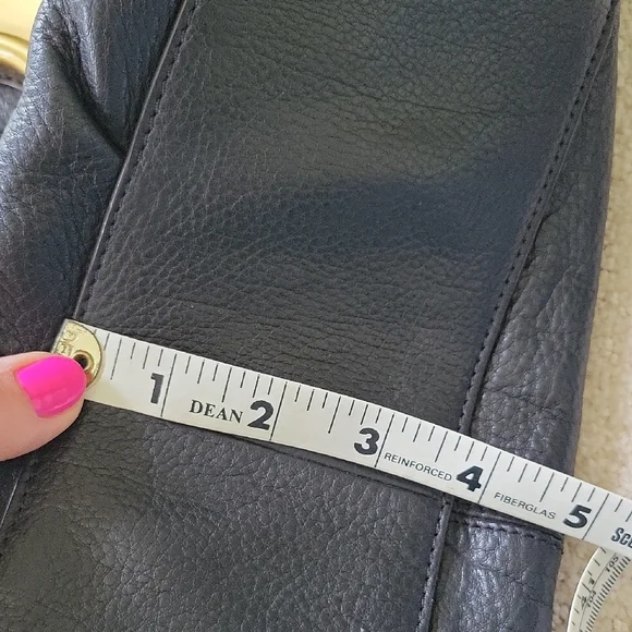 B. Makowsky Black Leather Shoulder Bag Satchel East West Gold Accent Zippers - Picture 16 of 16